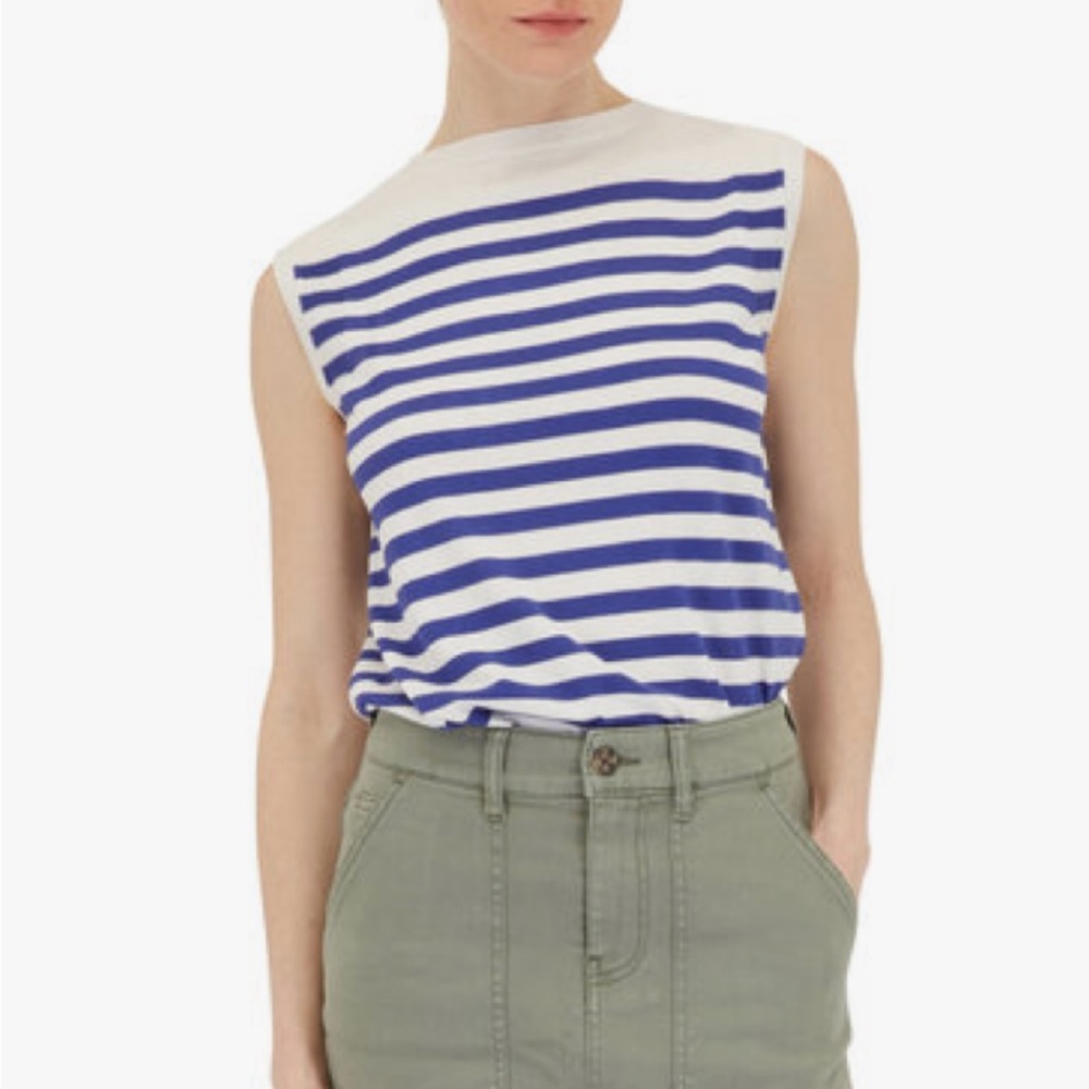 Lafayette 148 New York Lapis & white stripe tank
